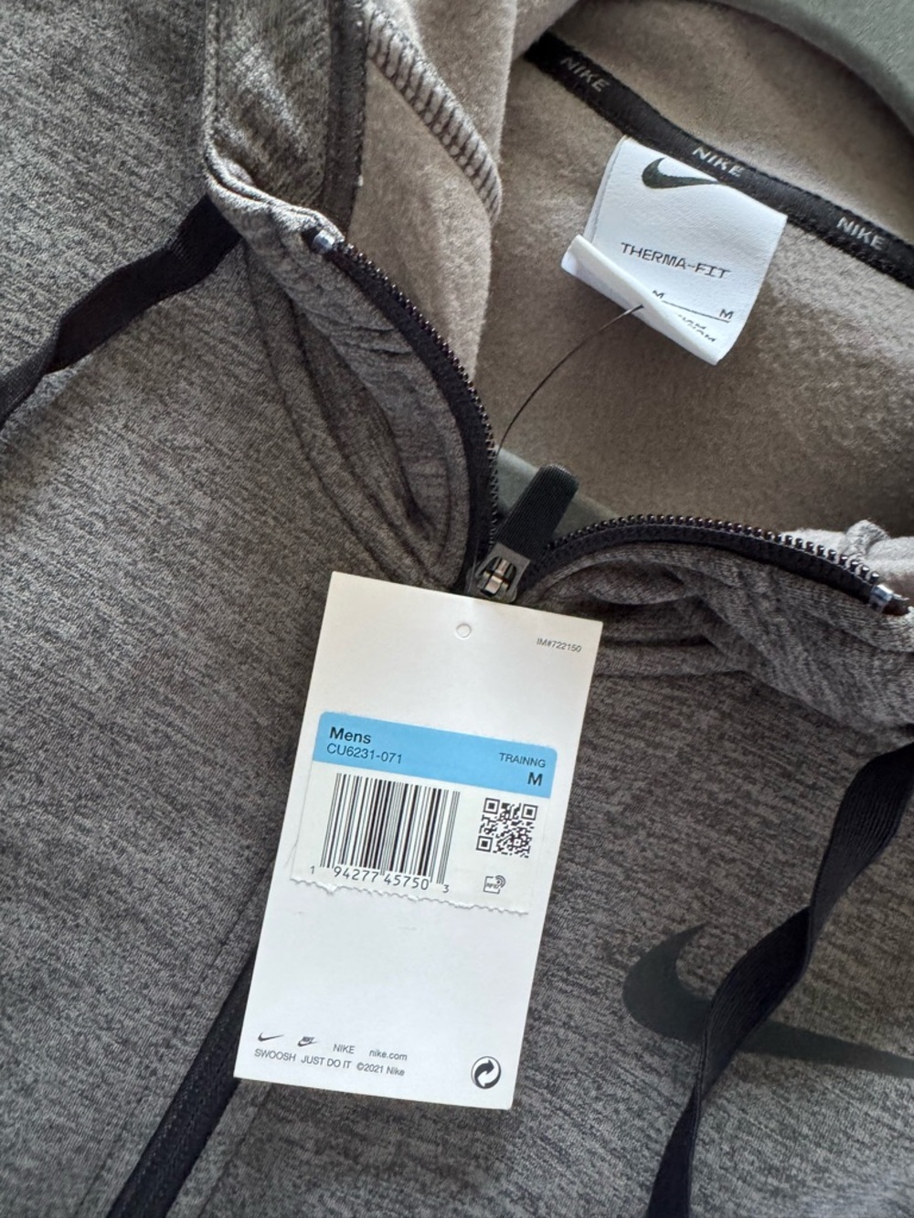 Nike Men’s Grey Full-Zip Performance Hoodie Jacket - Picture 8 of 9